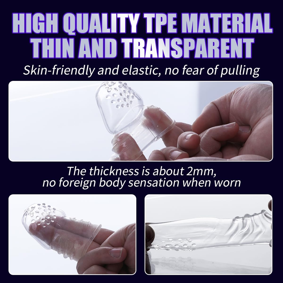 2 Pcs Reusable Clear Penis Sleeve