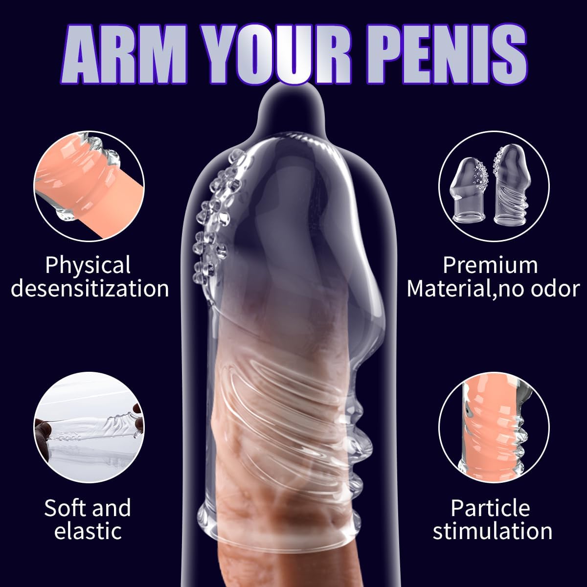 2 Pcs Reusable Clear Penis Sleeve